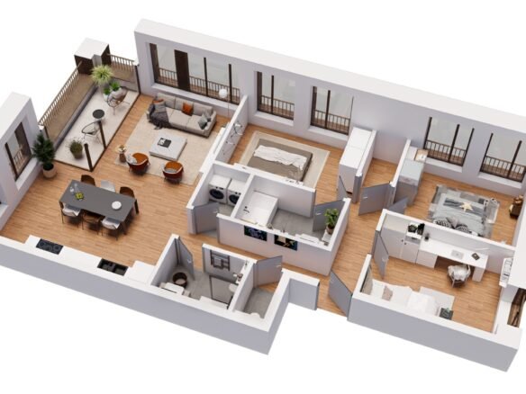 Belval – PULSE Appartement (A1-1-01) 3 chambres, 99 m² – Salle de bain