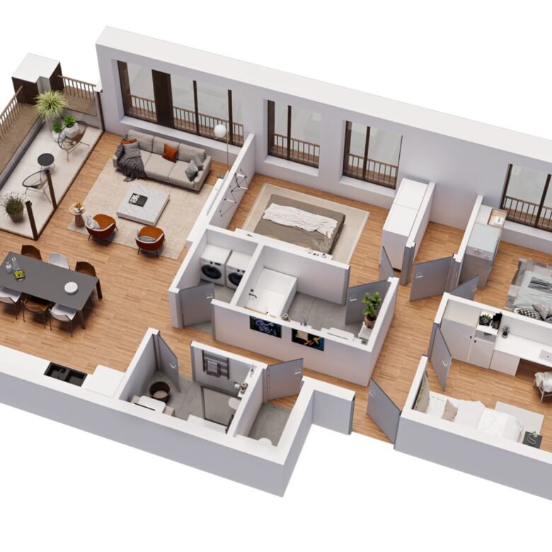 Belval – PULSE Appartement (A1-1-01) 3 chambres, 99 m² – Salle de bain